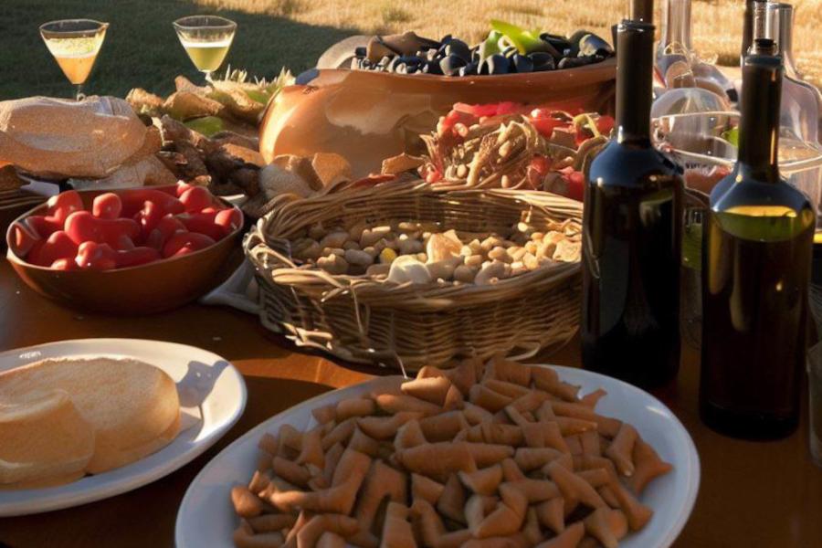 tavolo per aperitivo Apéritif à la Ferme