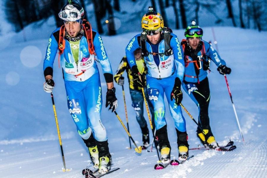 Ski mountaineering at night in the Monterosa Ski area