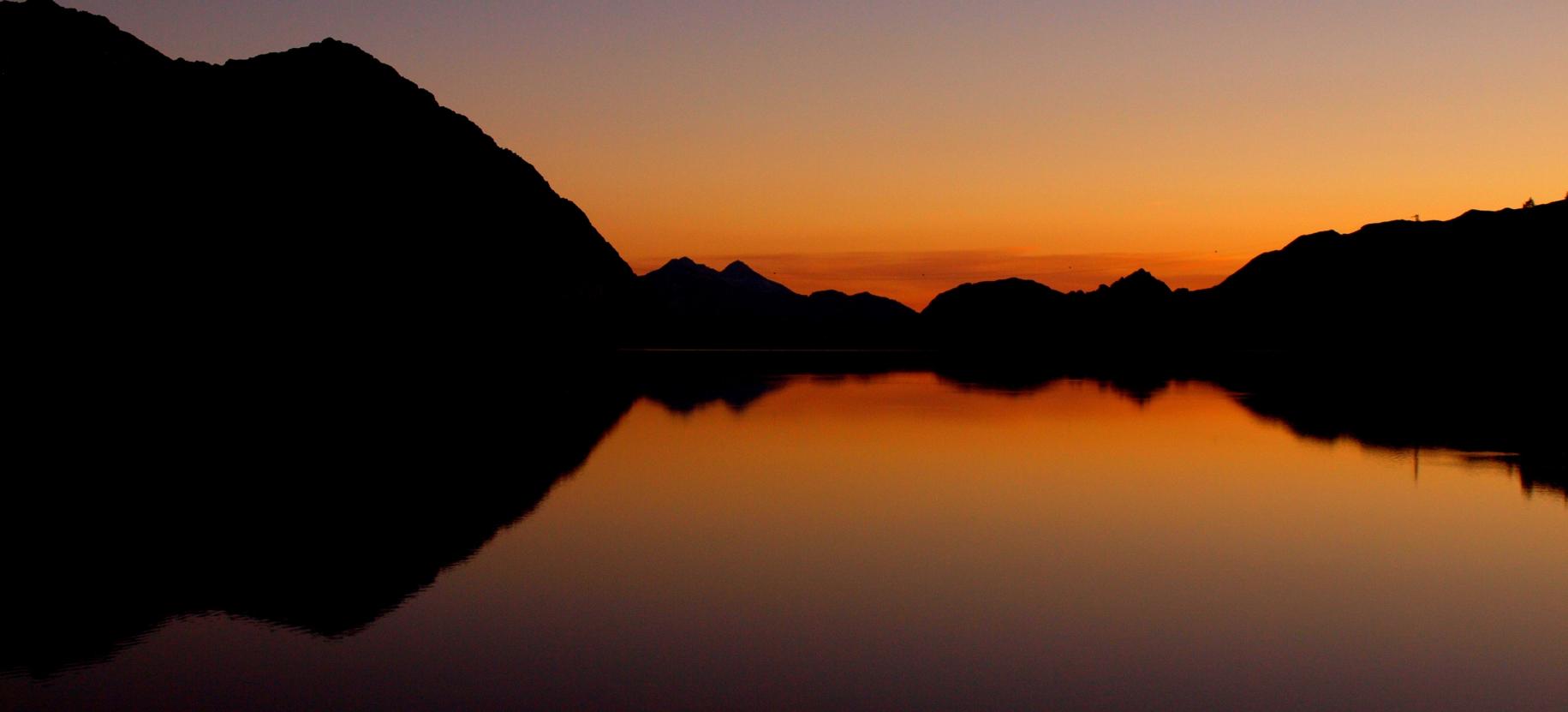 Sunset on Gabiet lake, Gressoney-La-Trinitè